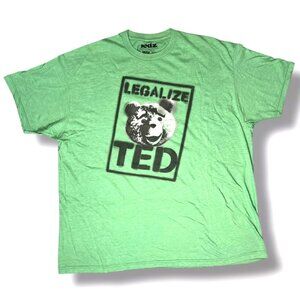 Ted Movie Graphic T Shirt Legalize Print Green Cotton Blend Size 2XL
